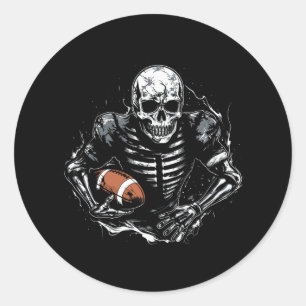 American Footll Skeleton Footll Player Halloween S Classic Round Sticker