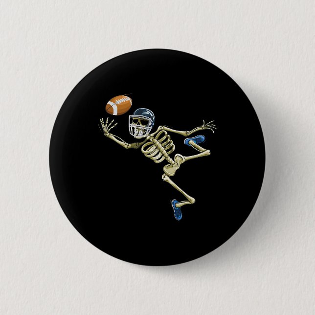 American Footll Skeleton Halloween Men Boys Footll 6 Cm Round Badge (Front)