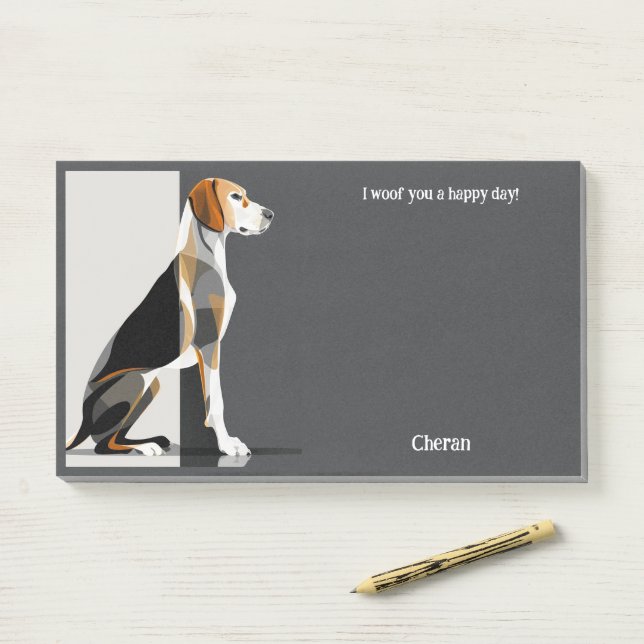 American Foxhound Abstract Art Dog Name  Post-it Notes (On Desk)