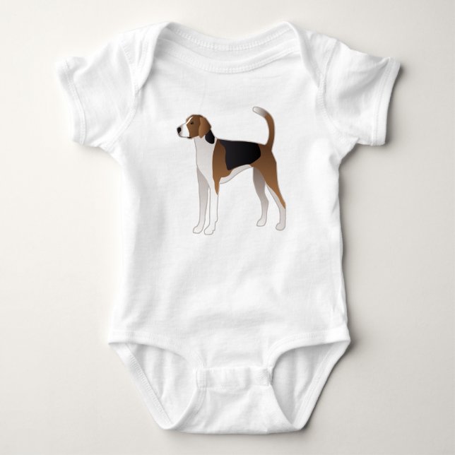 American Foxhound Basic Dog Breed Illustration Baby Bodysuit (Front)