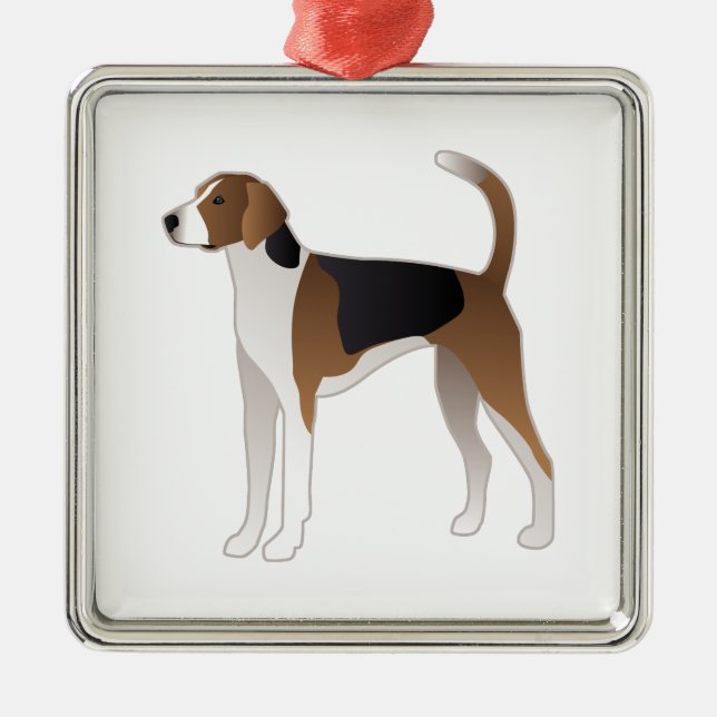 American Foxhound Basic Dog Breed Illustration Metal Tree Decoration (Front)