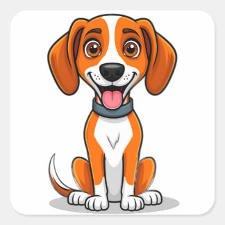American Foxhound Cute Pet Lover Dog Illustration Square Sticker
