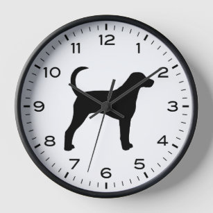 American Foxhound Dog Breed Silhouette Clock