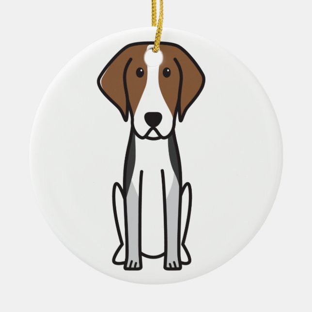 American Foxhound Dog Cartoon Ceramic Tree Decoration (Front)