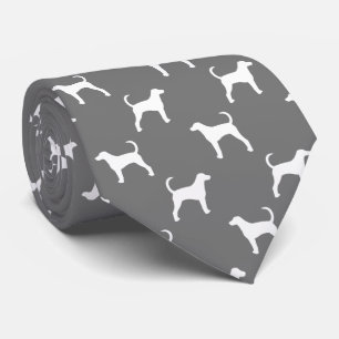 American Foxhound Dog Silhouettes Pattern Grey Tie