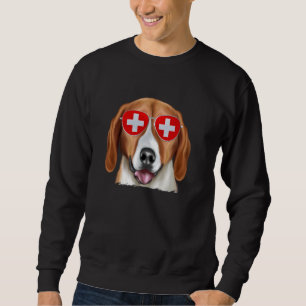 American Foxhound Dog Switzerland Flag Sunglasses Sweatshirt