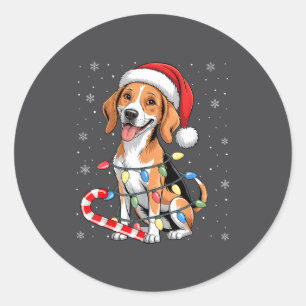 American Foxhound Dog Ugly Christmas Candy Cane Tr Classic Round Sticker