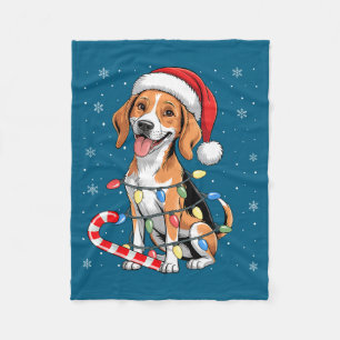 American Foxhound Dog Ugly Christmas Candy Cane Tr Fleece Blanket