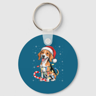 American Foxhound Dog Ugly Christmas Candy Cane Tr Key Ring
