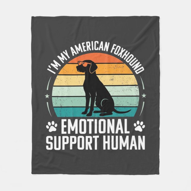 American Foxhound Emotional Support Human Dog Fleece Blanket (Front)