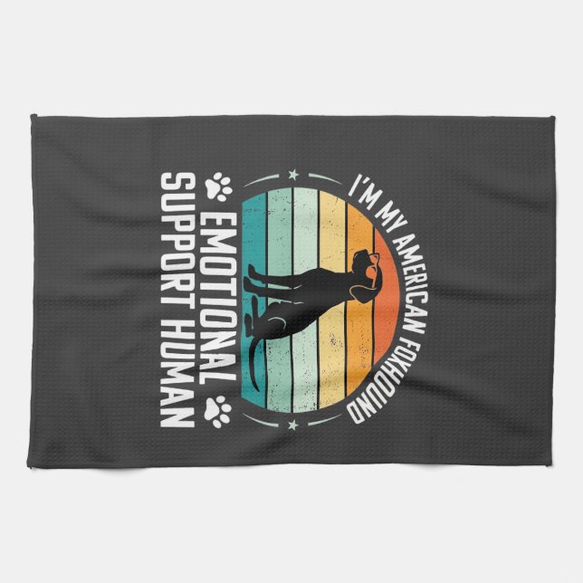 American Foxhound Emotional Support Human Dog Tea Towel (Horizontal)