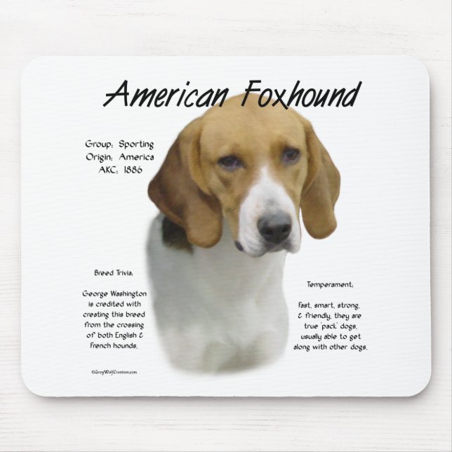 American Foxhound History, All About Foxhounds Mouse Pad (Front)