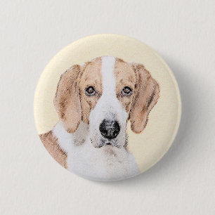 American Foxhound Painting - Cute Original Dog Art 6 Cm Round Badge