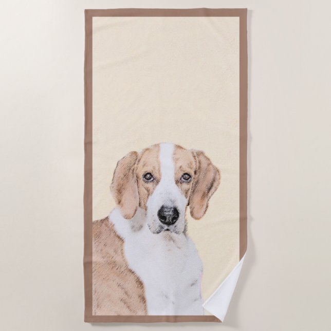 American Foxhound Painting - Cute Original Dog Art Beach Towel (Front)