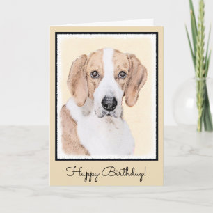 American Foxhound Painting - Cute Original Dog Art Card