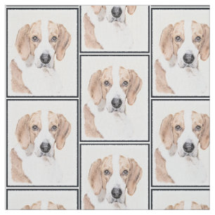 American Foxhound Painting - Cute Original Dog Art Fabric
