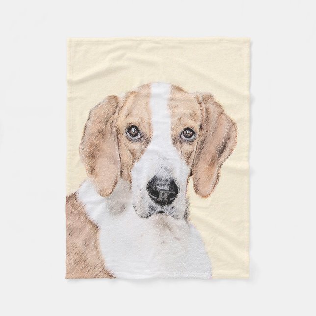 American Foxhound Painting - Cute Original Dog Art Fleece Blanket (Front)