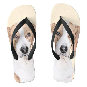 American Foxhound Painting - Cute Original Dog Art Jandals