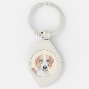 American Foxhound Painting - Cute Original Dog Art Key Ring
