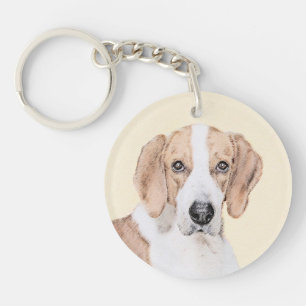 American Foxhound Painting - Cute Original Dog Art Key Ring