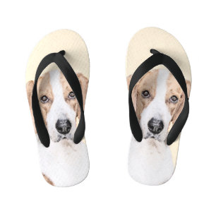 American Foxhound Painting - Cute Original Dog Art Kid's Jandals