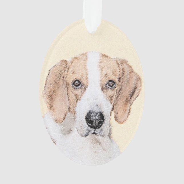 American Foxhound Painting - Cute Original Dog Art Ornament (Back)
