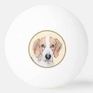 American Foxhound Painting - Cute Original Dog Art Ping Pong Ball