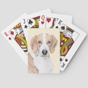 American Foxhound Painting - Cute Original Dog Art Playing Cards