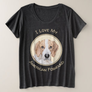 American Foxhound Painting - Cute Original Dog Art Plus Size T-Shirt
