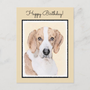 American Foxhound Painting - Cute Original Dog Art Postcard