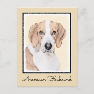 American Foxhound Painting - Cute Original Dog Art Postcard