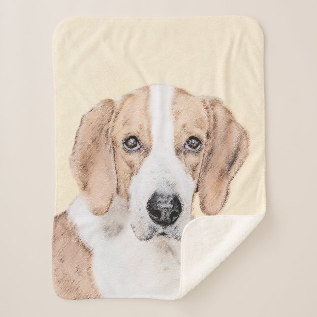 American Foxhound Painting - Cute Original Dog Art Sherpa Blanket (Front)