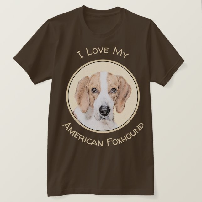 American Foxhound Painting - Cute Original Dog Art T-Shirt (Design Front)