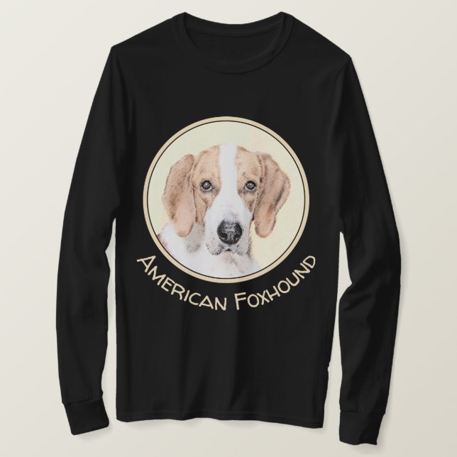 American Foxhound Painting - Cute Original Dog Art T-Shirt (Design Front)