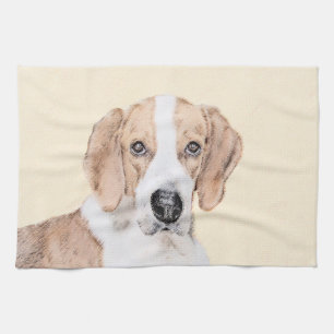 American Foxhound Painting - Cute Original Dog Art Tea Towel