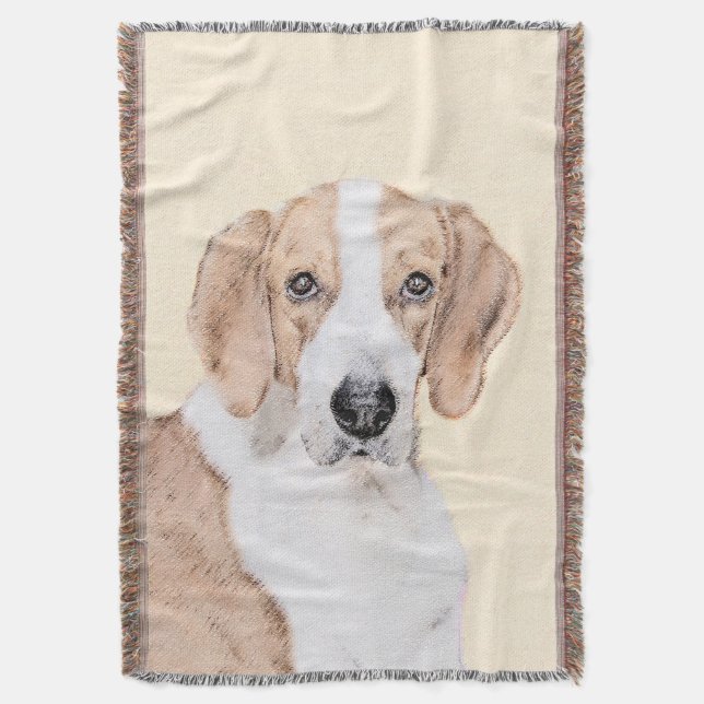 American Foxhound Painting - Cute Original Dog Art Throw Blanket (Front Vertical)
