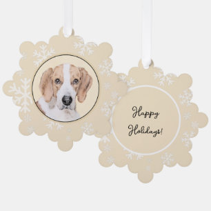 American Foxhound Painting - Cute Original Dog Art Tree Decoration Card