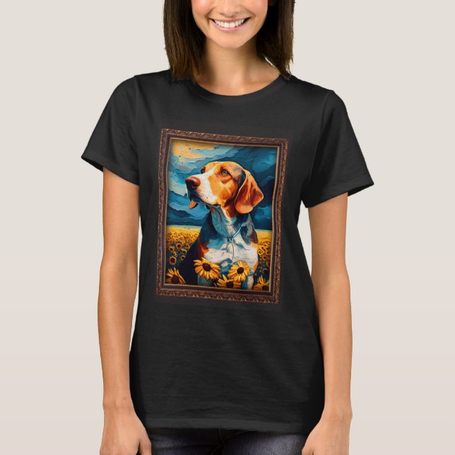 American Foxhound Painting Sunflower Flower Mom Wo T-Shirt (Front)
