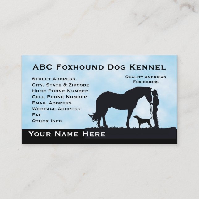American Foxhound Western Motiff Business Card (Front)