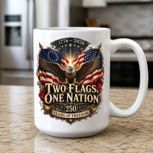 American Freedom 250th Anniversary Two Flags Coffee Mug