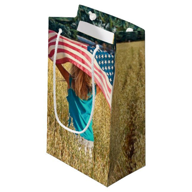 American Freedom Flag Small Gift Bag (Front Angled)