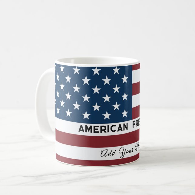 American Freedom Personalized Name Coffee Mug (Front Left)