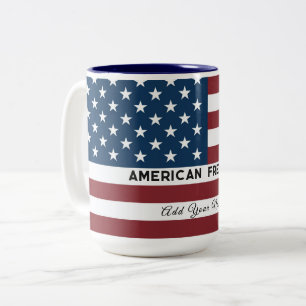 American Freedom Personalized Name Two-Tone Coffee Mug