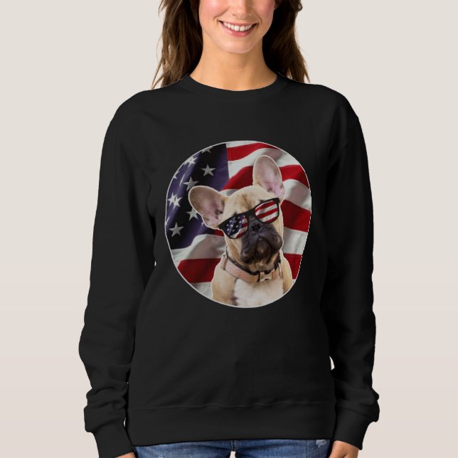 American Frenchie Dog  USA Flag Sweatshirt (Front)
