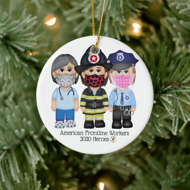 American Frontline Fighters Women 2 Ceramic Tree Decoration (Tree)