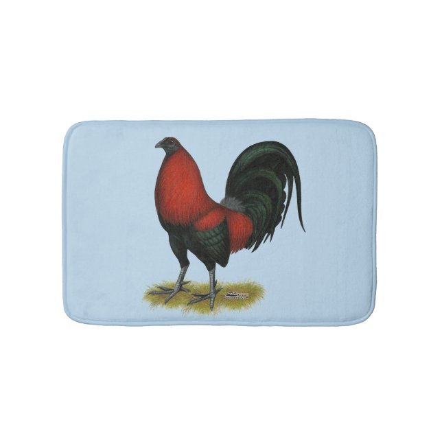 American Game BB Black Red Rooster Bath Mat (Front)
