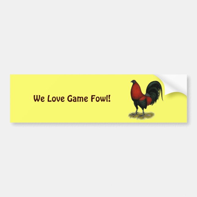 American Game BB Black Red Rooster Bumper Sticker (Front)