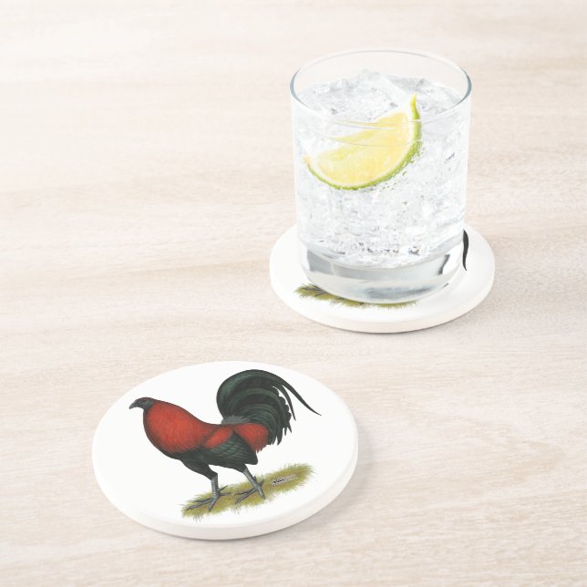 American Game BB Black Red Rooster Coaster (Side)