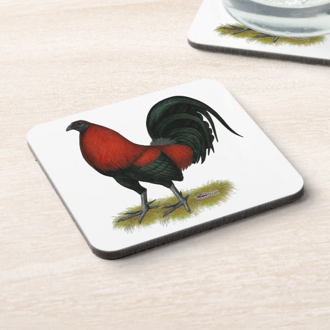 American Game BB Black Red Rooster Coaster (Left Side)