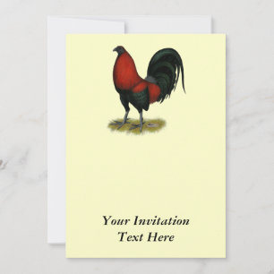 American Game BB Black Red Rooster Invitation